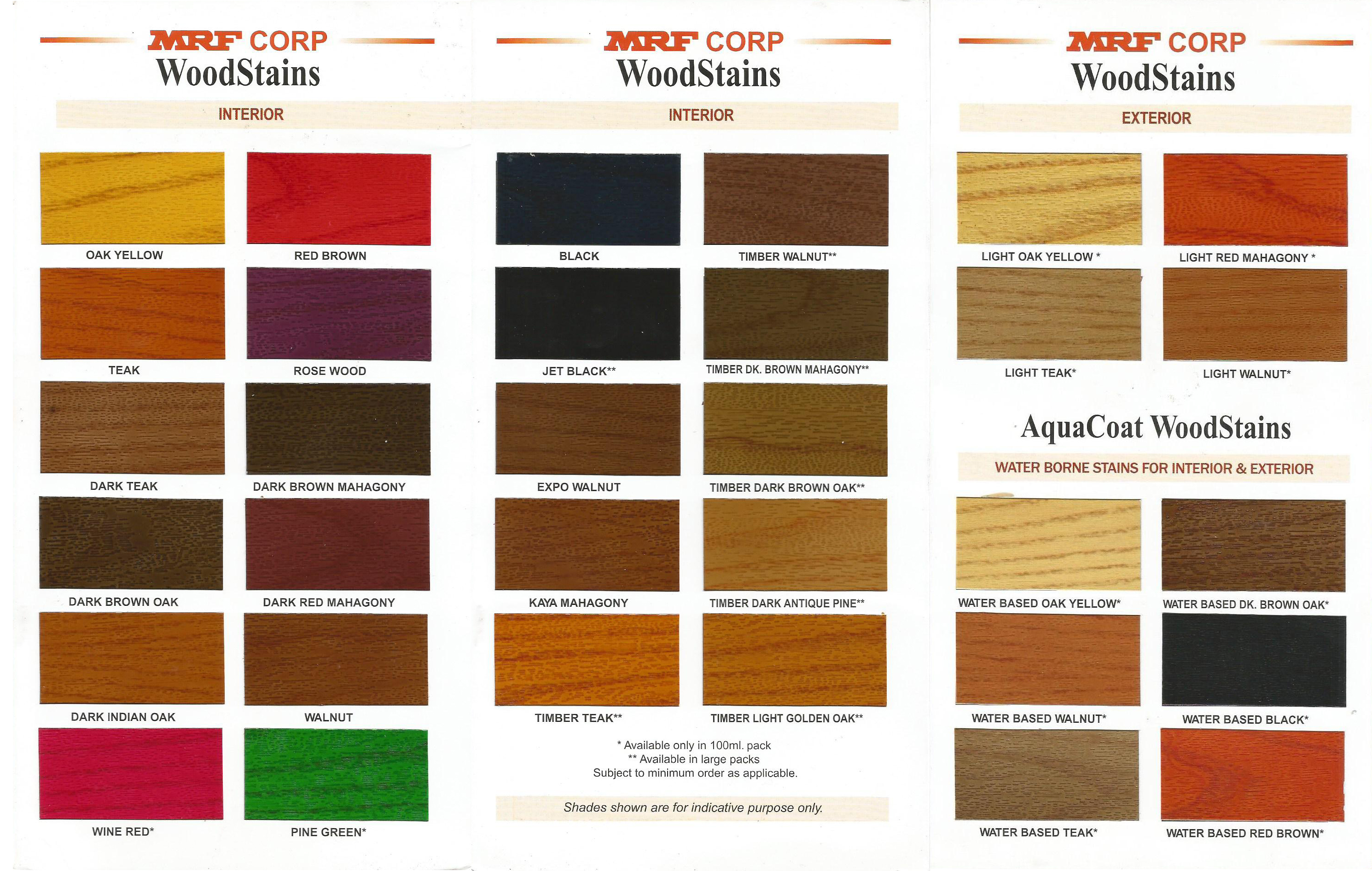 MRF Wood Stains Shades