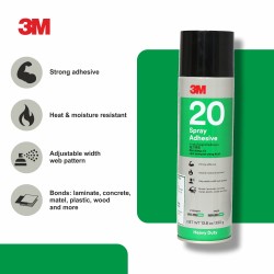 3M™ Heavy Duty 20 Spray Adhesive, Clear, Net Weight 13.8 oz