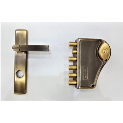 Europa H367AB Hexabolt Right-Hand (Gold Knob & AB Body, Both Side Key & Handle) - Main Door Lock with 5 Dead + 1 Latch Bolt