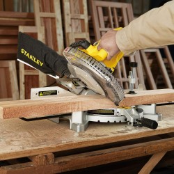 Stanley SM16 1650W Compound Mitre Saw with 10" (254mm) x 80Teeth Circular Saw Blade for Wood and Aluminium