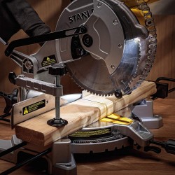 Stanley SM16-IN 1650W Compound Mitre Saw with 10" (254mm) x 80Teeth Circular Saw Blade for Wood and Aluminium