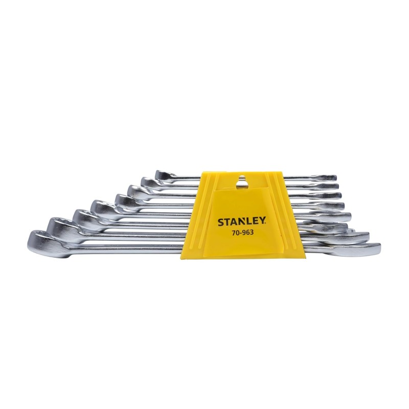 Stanley 70-963E Combination Spanner Set 8pc 8, 9, 10, 11, 13, 14, 17, 19mm Ring & Open-End