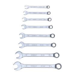 Stanley 70-963E Combination Spanner Set 8pc 8, 9, 10, 11, 13, 14, 17, 19mm Ring & Open-End