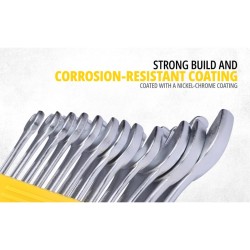 Stanley 70-964E Combination Spanner Set 12pc 6, 7, 8, 9, 10, 11, 12, 13, 14, 17, 19, 22mm Ring & Open-End