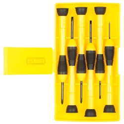 Stanley 6Pc Precision Screwdriver Set (66-052) Bi Material Slotted 1.4mm, 2mm, 2.4mm, 3mm & Phillips 0, 1