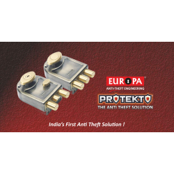 Europa T921911SN Smart PROTEKTO set of 2 Main Door Locks with 4 Common Keys, 6 Dead Bolts, 1 Lockable + 1 Manual Internal Knob