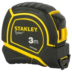 Stanley STHT43066-12 Tylon Short Tape Rule 3m (10ft) with Rubber Case & Double-Sided Hook