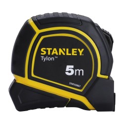 Stanley STHT43067-12 Tylon Short Tape Rule 5m x 19mm (16ft) with Rubber Case & Double-Sided Hook