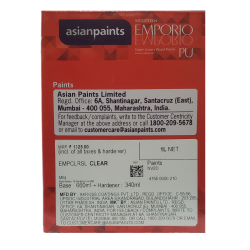 Asian Paints Emporio PU Clear Sealer Kit 1L - Resin 660ml + Hardner 340ml